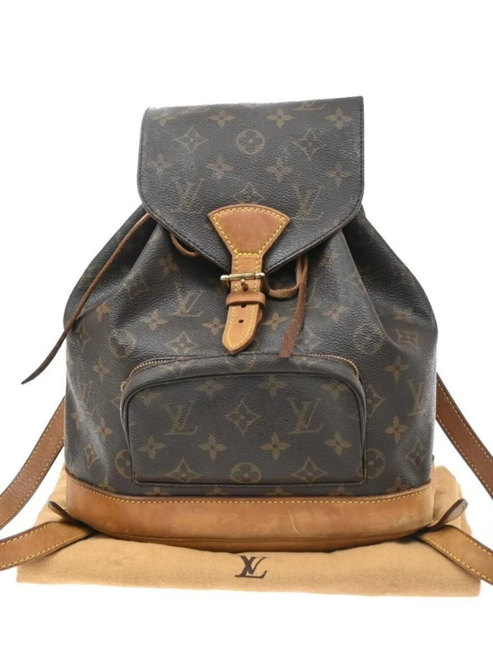 LOUIS VUITTON Montsouris MM Backpack Bag Monogram Leather Brown M51136 72SA234